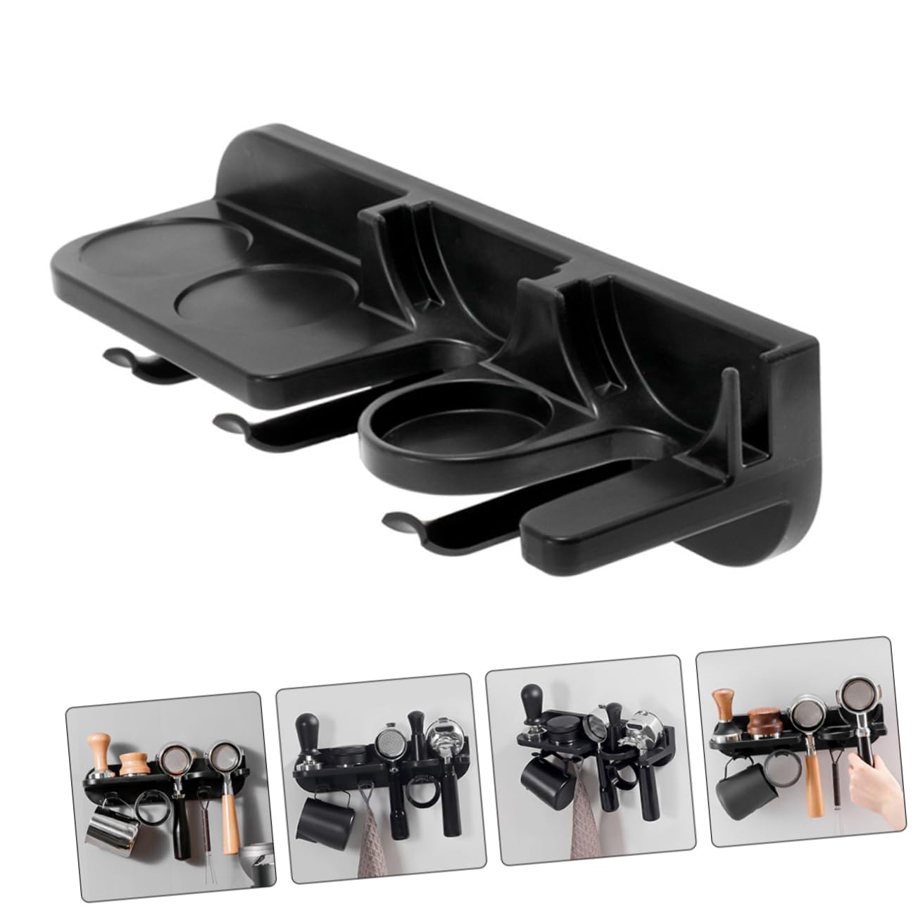MAGICLULU Wandregal für Kaffeesiebträger Espressoregal mit Siebträgerhalter Aufbewahrungsregal Kaffeesiebträger Selbstklebendes Edelstahl-wandregal Kaffeezubehör-organizer für Espressobar