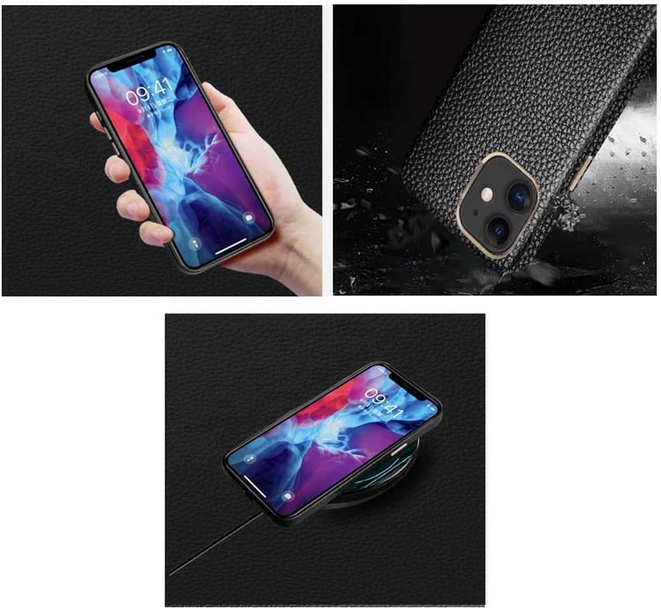 Coque iPhone 12 Pro marron litchi anti-choc évite les rayures d'écran
