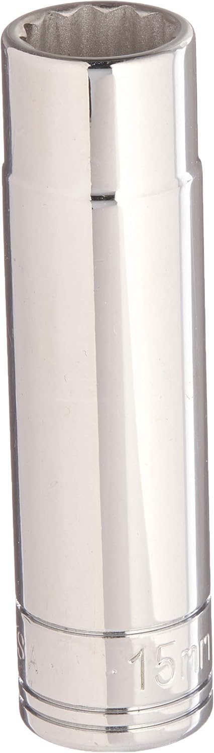 SK Tools USA 1/2 Drive, 15MM, 12 Point, Deep Chrome Socket | 48015