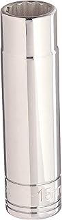 SK Professional Tools 48015 1/2 in. Drive 12-Point Metric Deep Chrome Socket - 15mm, Cold Forged Steel Socket with SuperKrome Finish, Made in USA