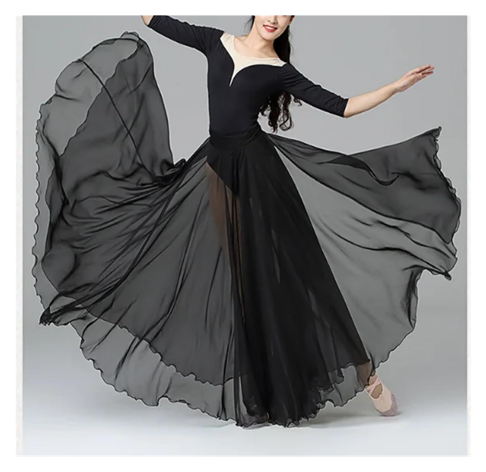 Falda Swing Grande,Falda Swing Larga Bailarina， Falda de Gasa for práctica de Ballet romántica for niñas Adultas
