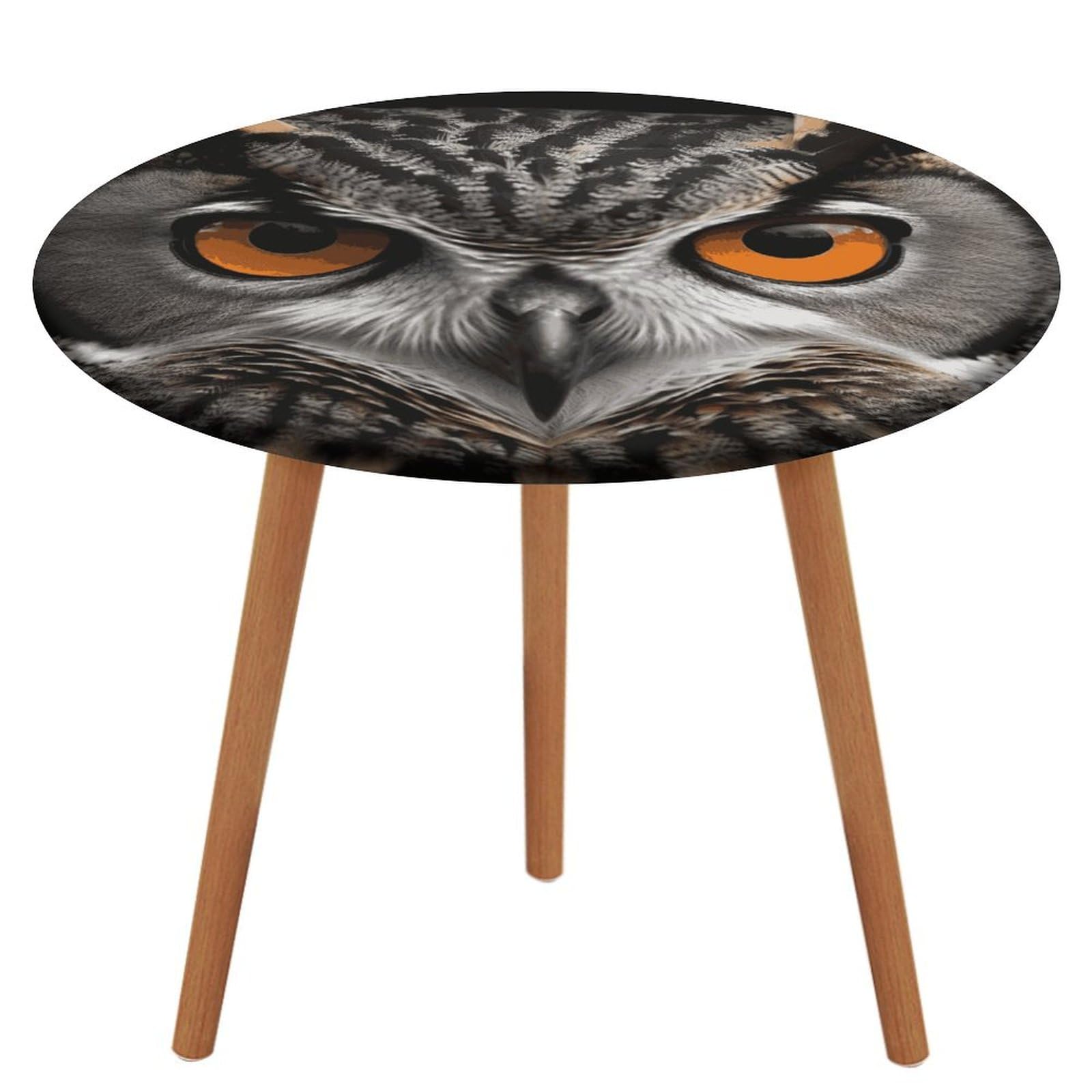 Nappe ronde élastique imperméable 130cm imprimé hibou de table