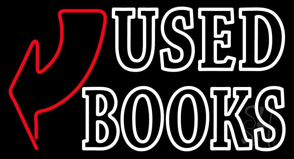 Used Books With Arrow Neon Sign 20" Tall x 37" Wide x 3