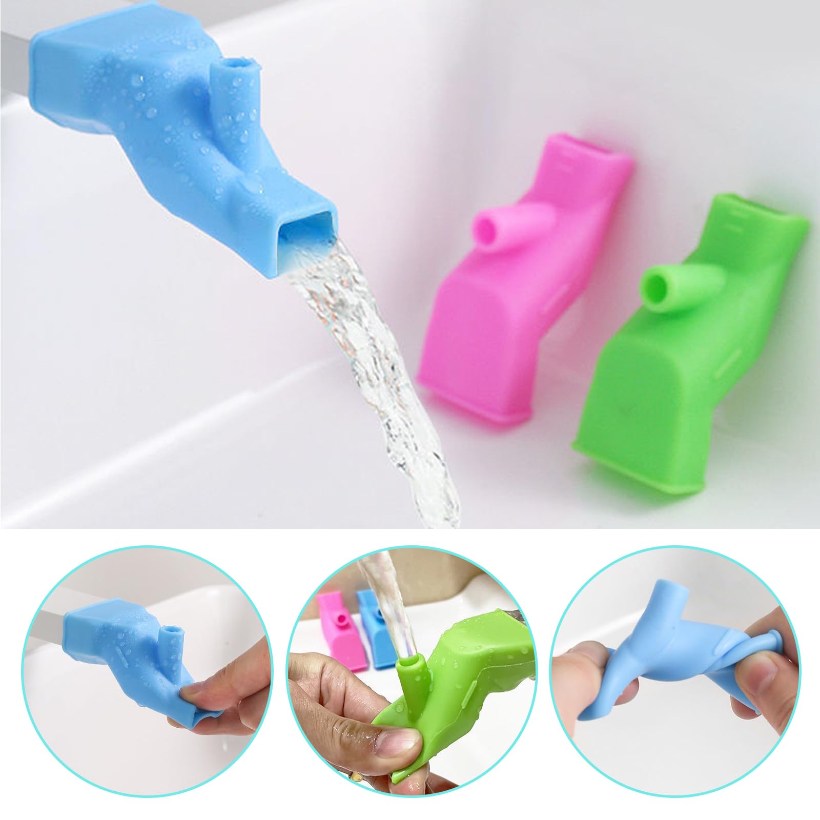 Extension Robinet Enfant, 6 Pcs BéBé Rallonges De Robinet, Rallonges De Robinet En Silicone De Qualité Alimentaire, Pour Enfants Pour Salle De Bain Cuisine Laver Les Mains Et Le Visage