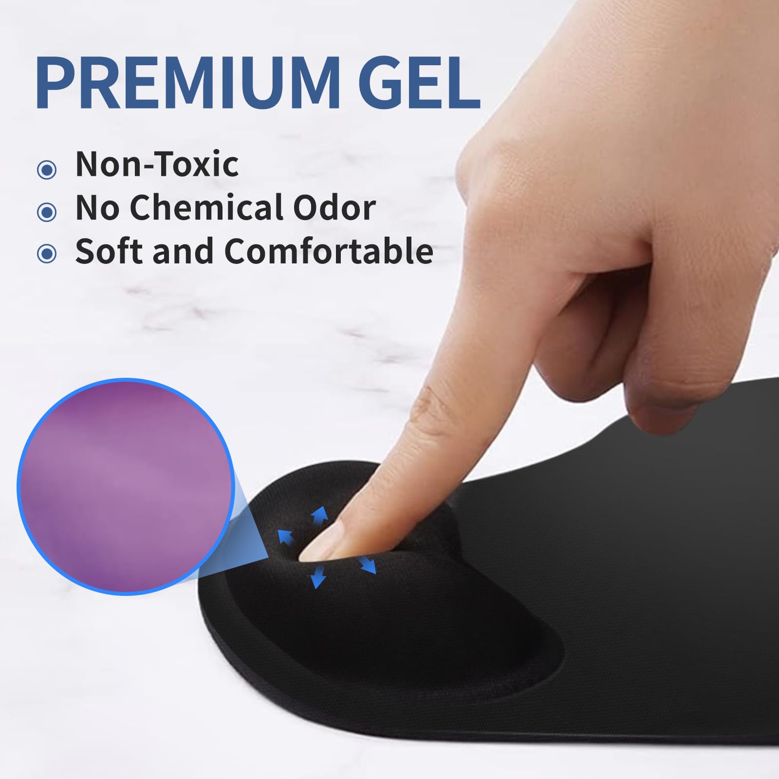 Ergonomic Mouse Pad With Gel Wrist Rest - Non-Slip PU Base, Transparent Black Gradient Design