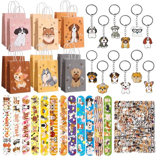 Yhjxly 86 unidades de regalos para fiestas de perros, decoración de cumpleaños, bolsas de regalo para perros, pulsera de chupito, llavero, pegatinas, decoración de cumpleaños infantiles, para niños y Yhjxly 86 unidades de regalos para fiestas de perros, decoración de cumpleaños, bolsas de regalo para perros, pulsera de chupito, llavero, pegatinas, decoración de cumpleaños infantiles, para niños y