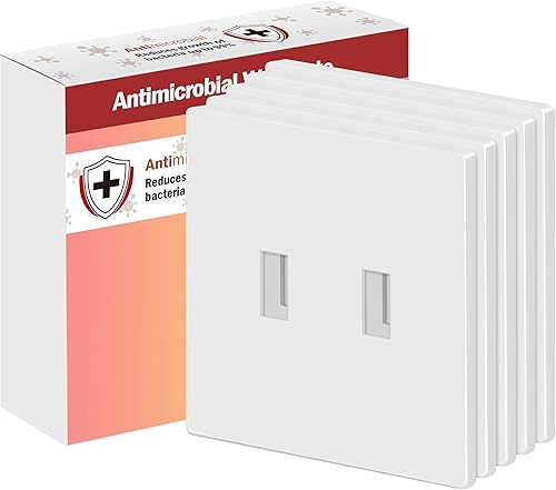 ENERLITES Cubierta para interruptor de palanca, placa de pared sin tornillos, tamaño estándar de 2 bandas, 4.68 x 4.73 pulgadas, policarbonato