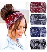 Xtrend 4 Pack Wide Headband Fashion Headbands Boho Elastic Knotted Non-slip Headband Suitable For...