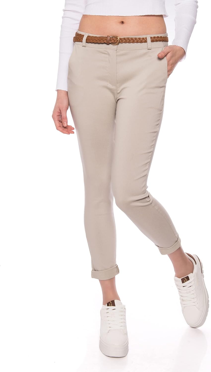 Elegante Stretch-Chinos für Damen: Stilvoll und bequem mit Gürtel!