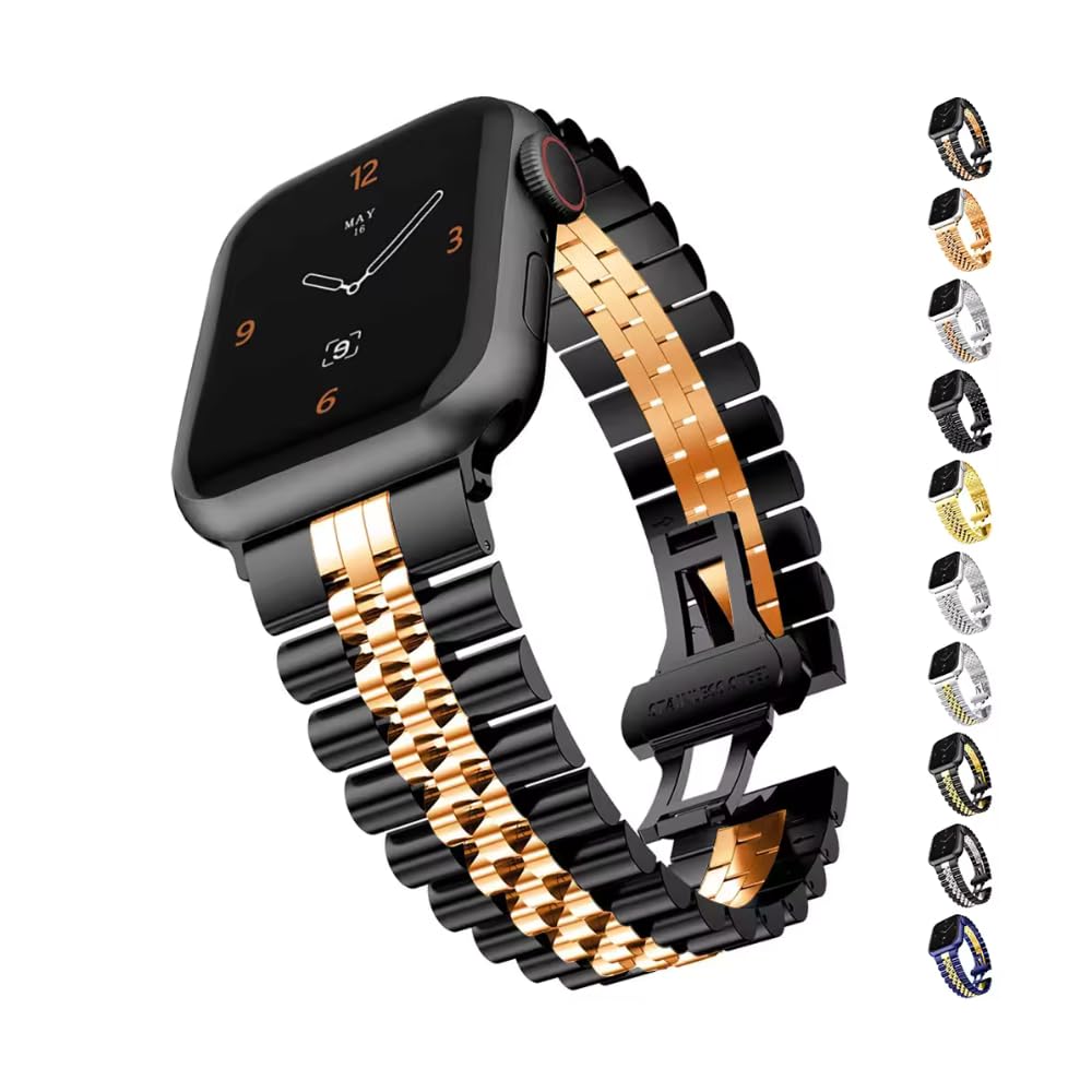 UniqTry Luxury 5-Beads Shape Metal Strap | Compatible Apple Watch Straps Bands 38mm 40mm 41mm 42mm 44mm 45mm 49mm | Replacement Belt For Apple Watch Series Ultra Series 8/7/SE/6/5/4/3/2/1