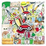 【 Wide Applications】 -- These Gardening Tools Stickers can be attached to laptop, suitcase, computer, skateboard, refrigerator, wardrobe, wall, guitar, car, motorcycle, bike, etc. 50 different patterns to satisfy your decorating wish. 【High Quality M...