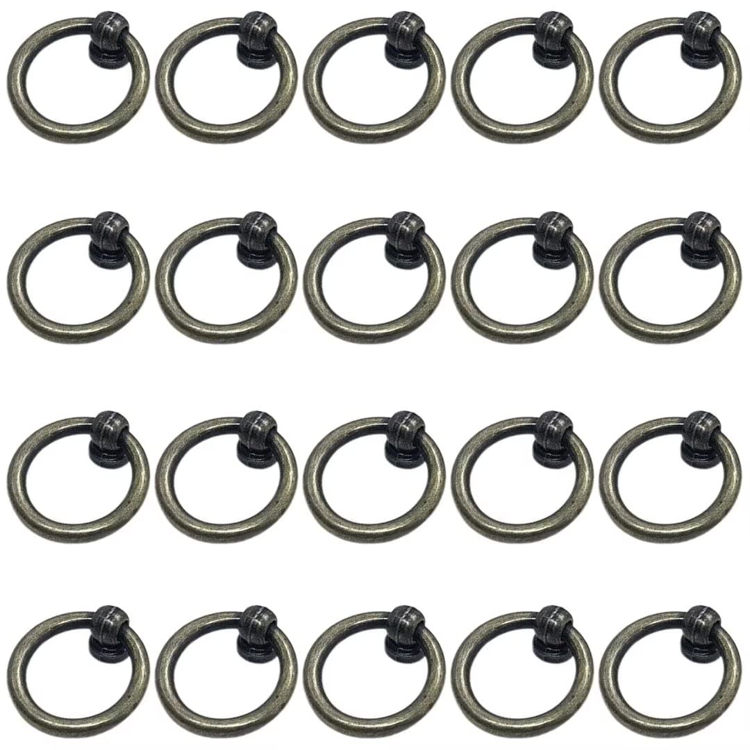 Ydhsikk Antique Bronze Drawer Handles, Pack Of 20 Multicolor Multiple Sizes Zinc Alloy Door Ring Pull Handles For Cabinet Drawer Wardrobe(,Style B)