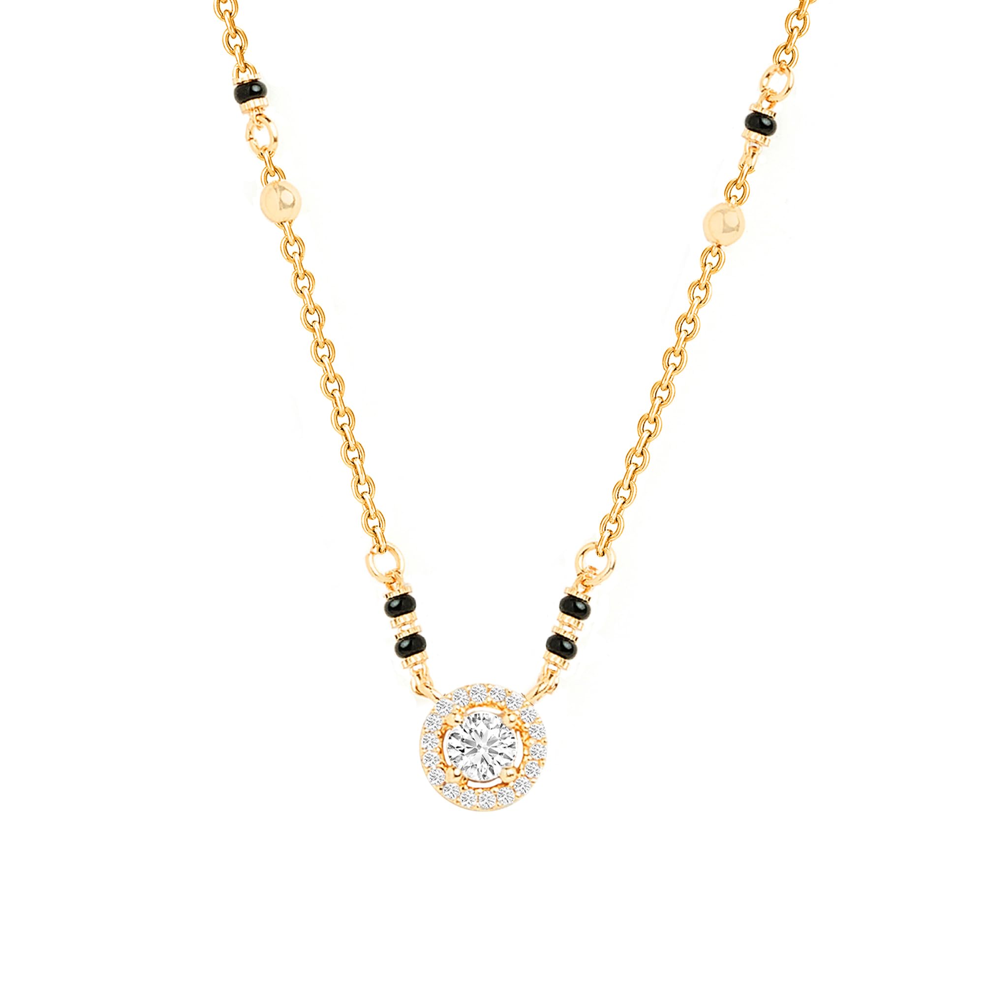 Stylish Fashion Pendant Necklace Black Beads Mangalsutra for Women & Girls with Extendable Chain-image-7