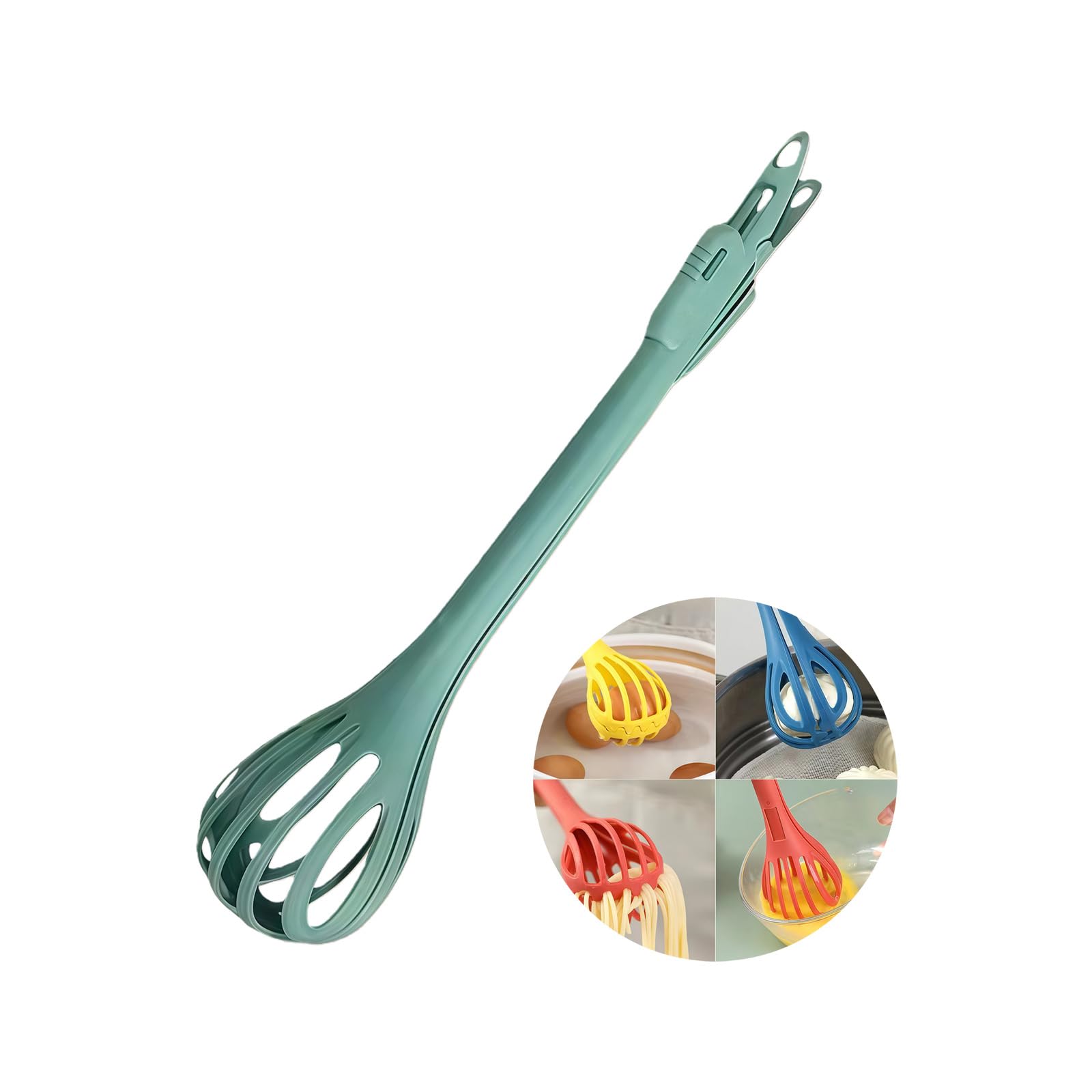 Vdaxvme Green Multiuse 2 In 1 Eggs Whisk And Food Tongs Ergonomic Comfort Handle For Mixing Stirring Baking Dishwasher Safe Ergonomic Handle Eggs Whisk