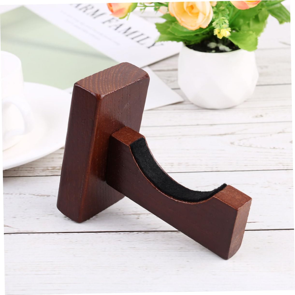 DECHOUS Baseball Bat Display Mounted Holder for Softball Hockey Sticks Durable Brown Finish Horizontal Design with Felt Liner for Pristine Bat Protection