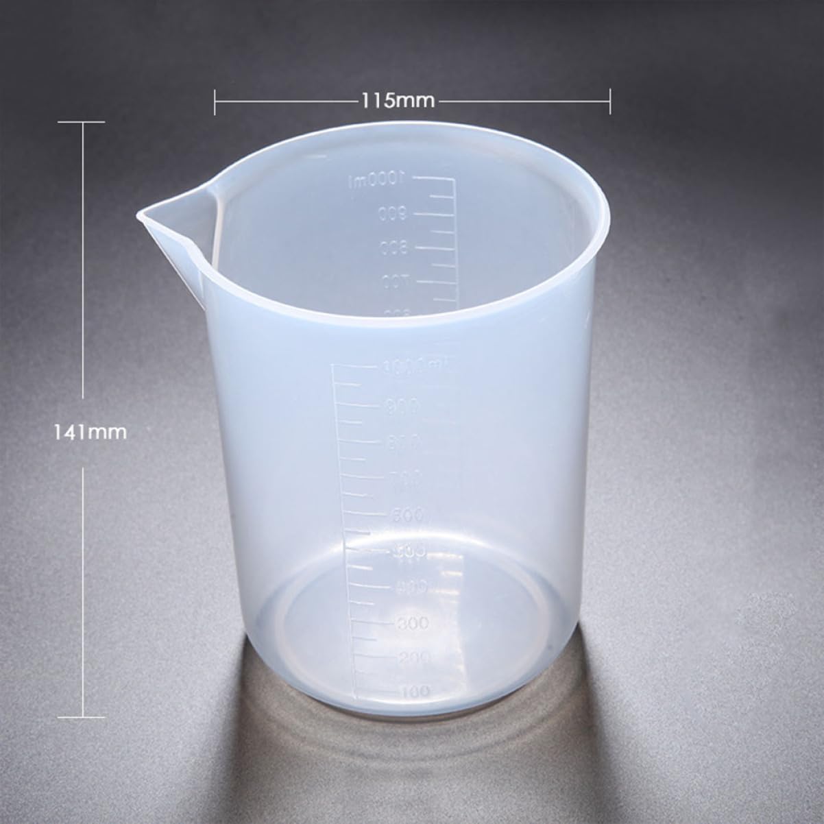 ULTECHNOVO Plastic Beaker Cup Set 50ml-1000ml Graduated Measuring Cups for Lab Cooking