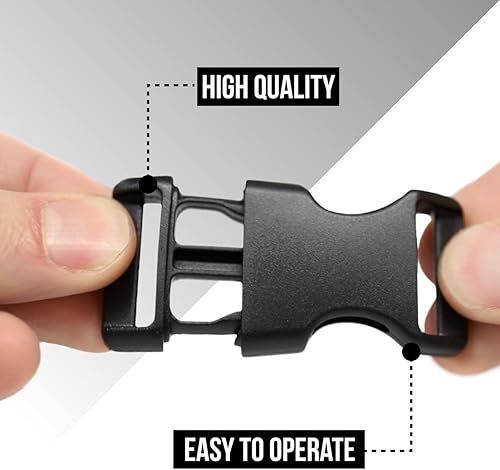 Miniatura 4 de Paracord Planet Hebillas de liberación lateral de plástico negro  Mochilas, pulseras, collares para mascotas y mucho más