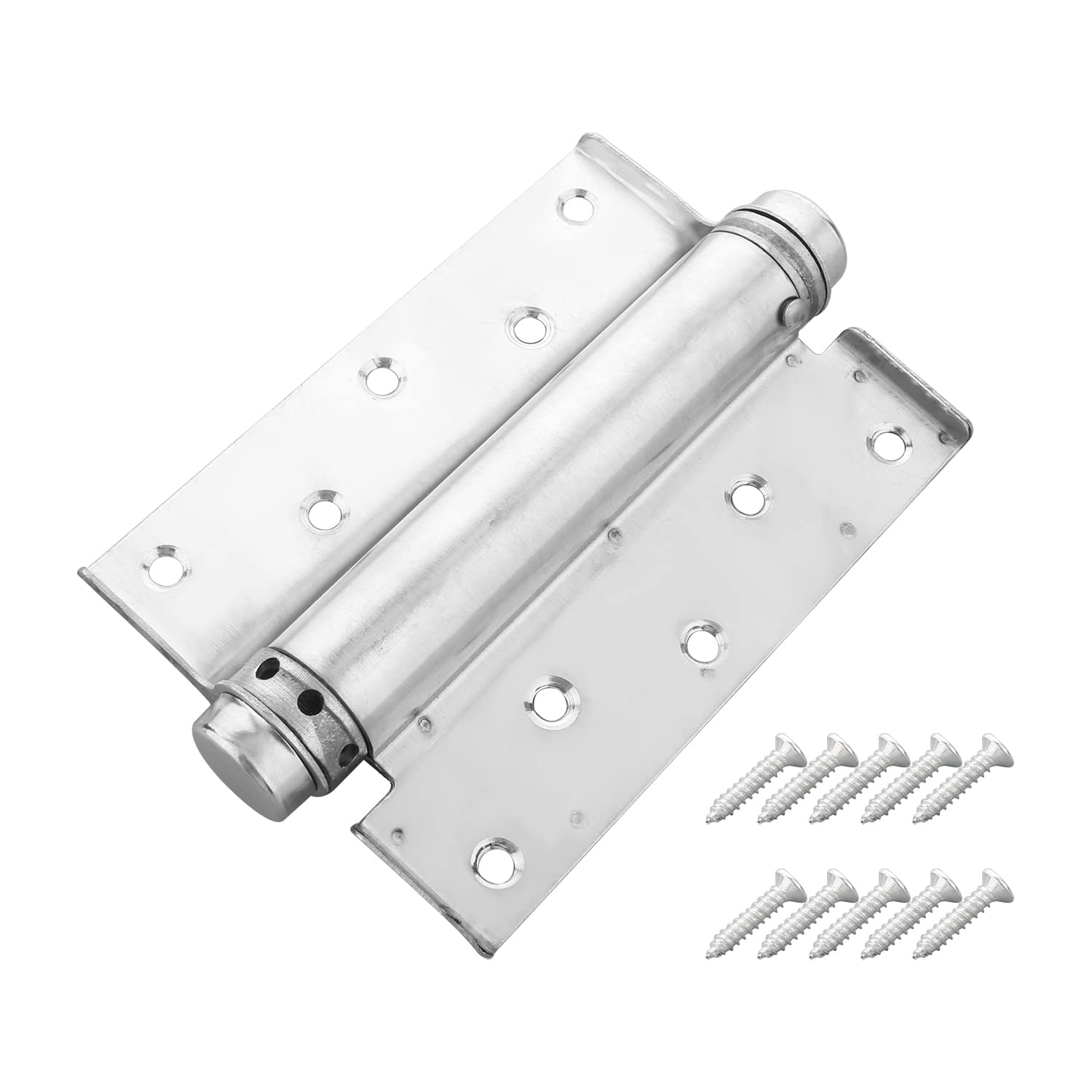 Hinge,Hinges,Hardware,Self Closing Spring Hinge, 5Inches Single Action Spring Stainless Steel Door Hinge Brushed Hardware for Door Cabinet Freegate Windows Silver 2Pcs