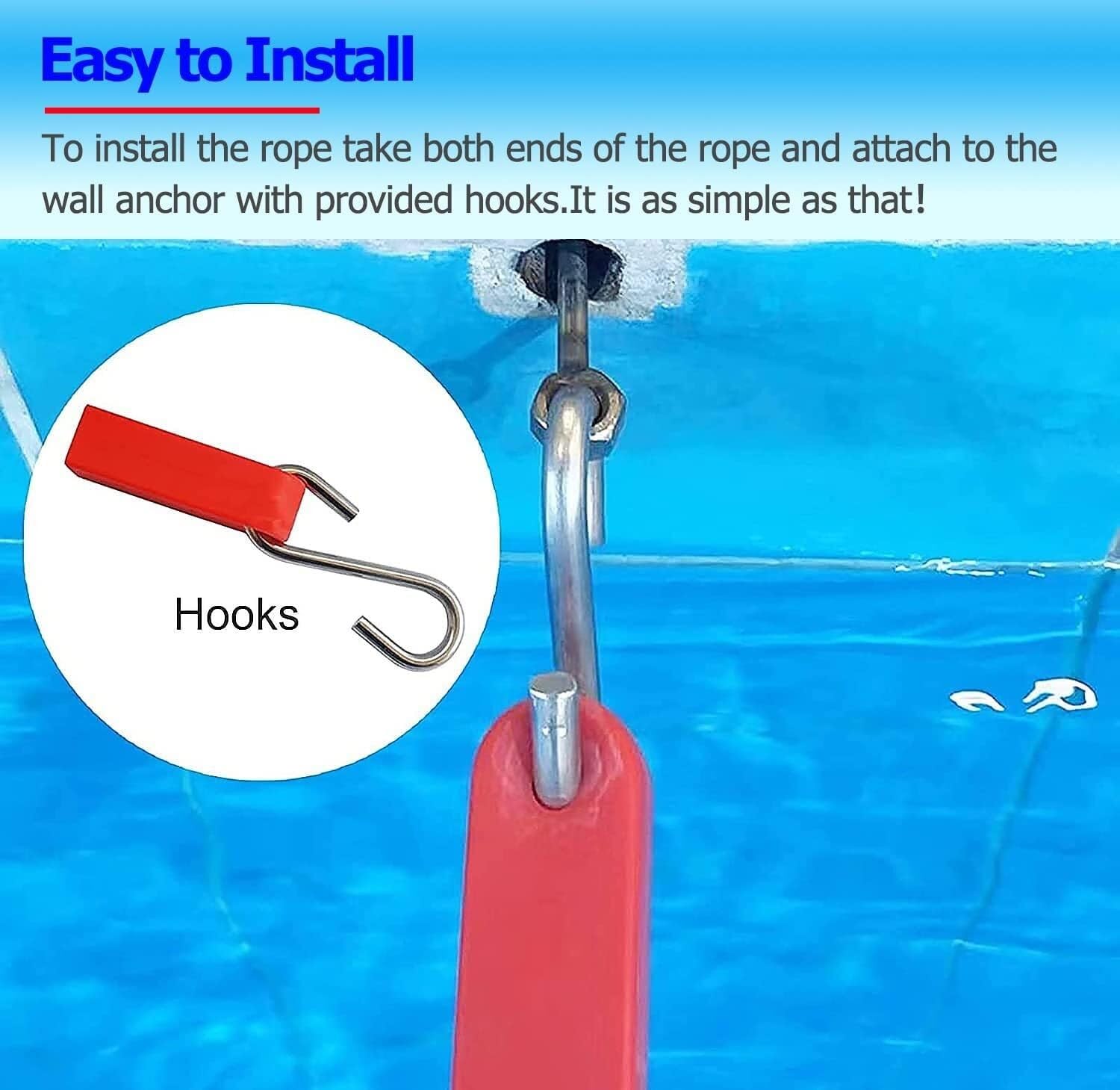 Corda galleggiante con ganci per la sicurezza dell'acqua, per allenamento in piscina e lenza per nuotare