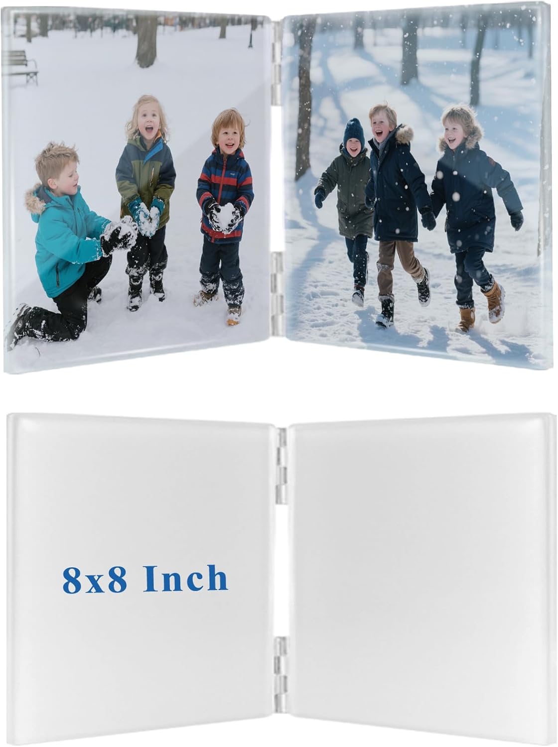 Sublimation Glass Photo Blanks 8x8 Inch 2 Set Folding Hinged Double Collage Desk Picture DIY Combo