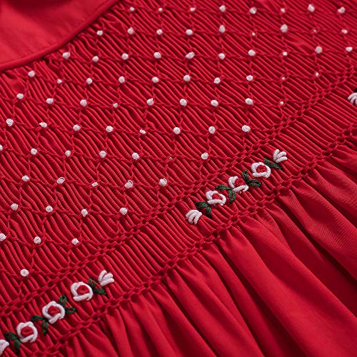 Pettigirl Girls Christmas Embroidery Short Sleeve Smock Clothing Birthday Party Fancy Toddler Red Casual Smocked Dresses4