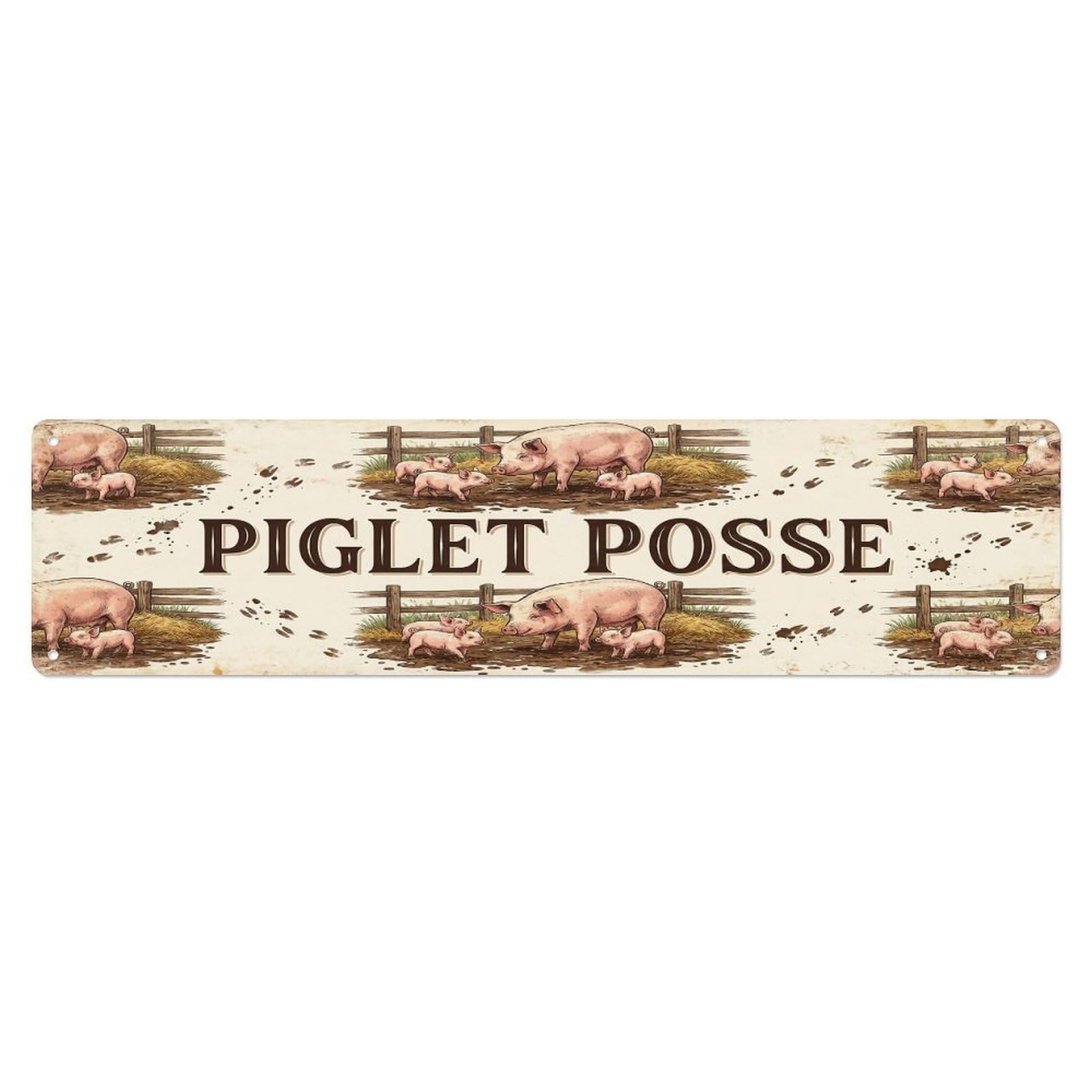 Vintage Pen Oink Piglet Farmhouse Funny Piglet Backyard Farm Metal Tin Sign Plaque Wall Decor for Cafe, Club, Garden Metal Poster 4x16Inch