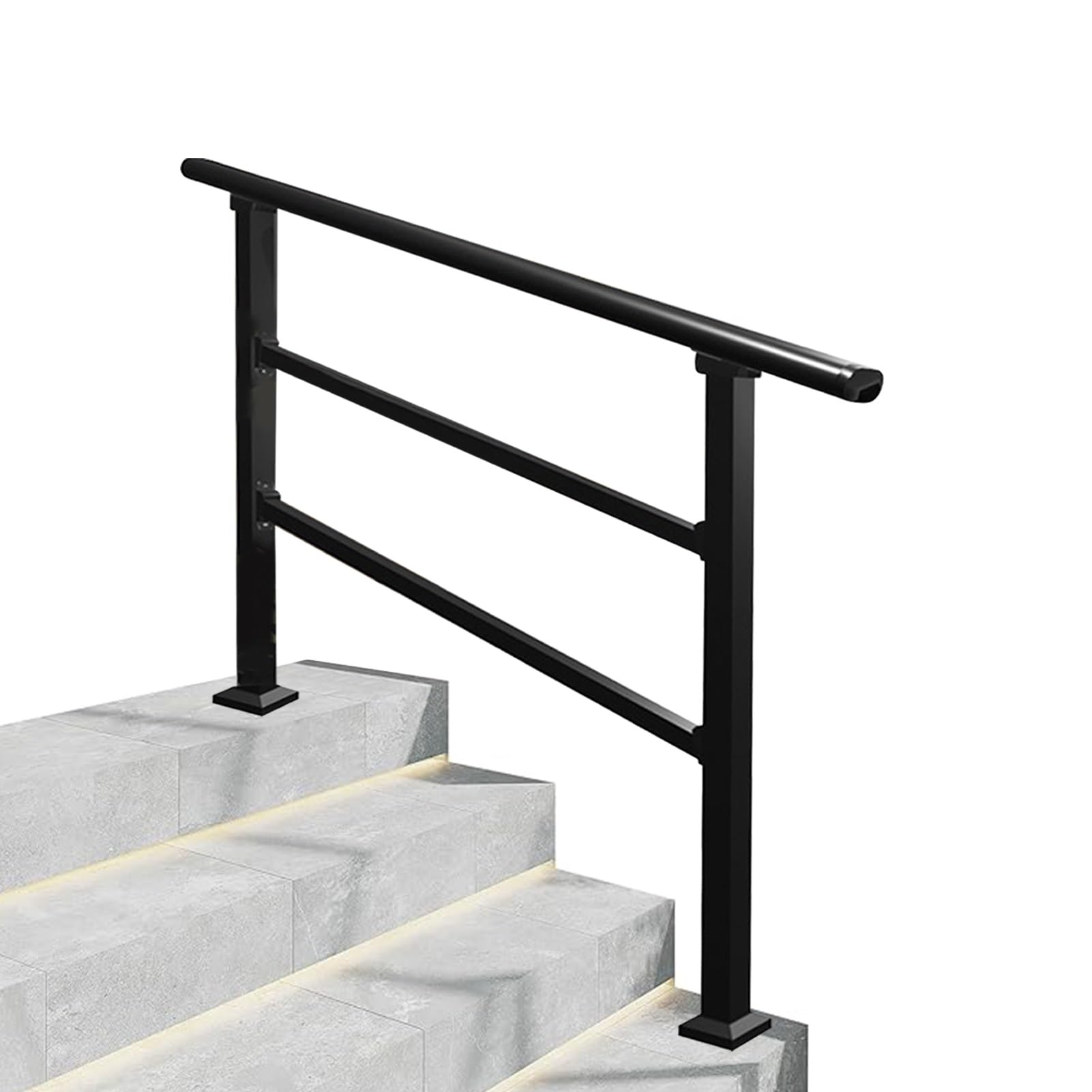 Jksyff A Handrail For Outdoor Step, Djustable Front Porch Hand Rails, Floor Mounted Stair Banister Railing For Concrete Or Wooden Steps Transitional Guardrail(,120Cm/47Inch)