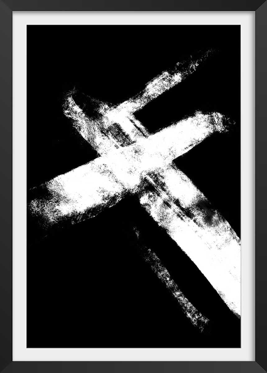 Póster de cruz de prueba negativa, fabricado en Francia, 60 x 90 cm, color negro