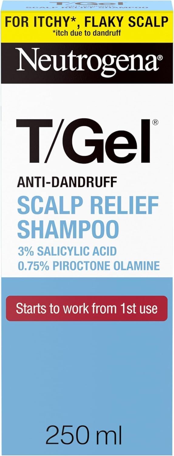 T/Gel Scalp Relief Anti-Dandruff Shampoo (250ml) With 3% Salicylic Acid, Suitable for Those Prone to Scalp Psoriasis and Seborrhoeic Dermatitis,Packaging may vary