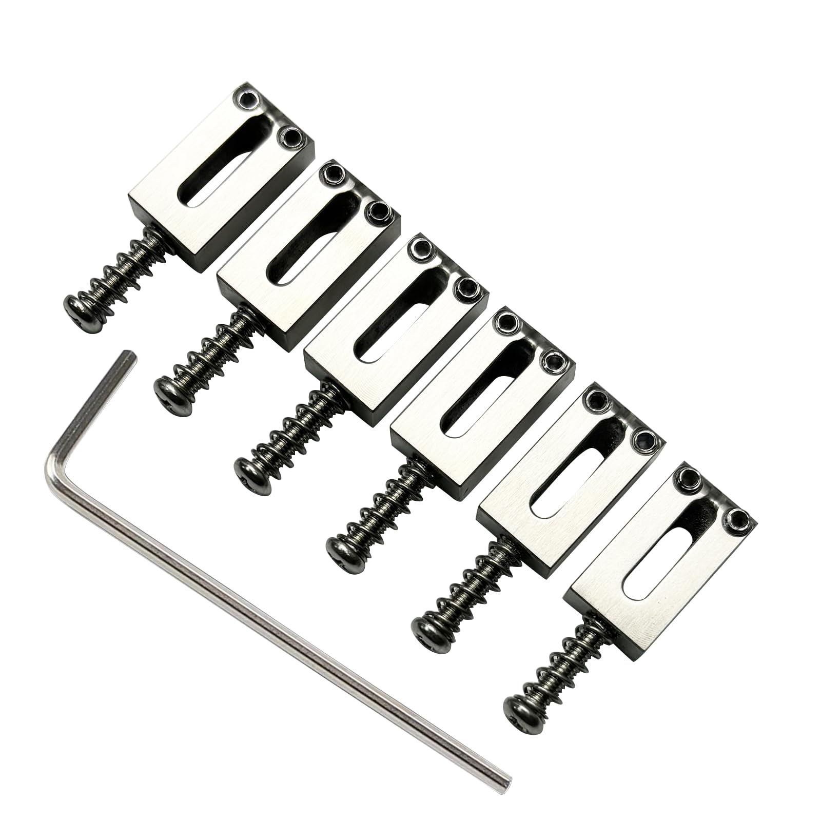 OVSAL Titanium Alloy Guitar Bridge Saddles 10.5mm Electric Guitar Alloy Saddles for Fender Strat Stratocaster Tele Telecaster 6 String Guitar Tremolo Bridge Saddles (K-shaped)
