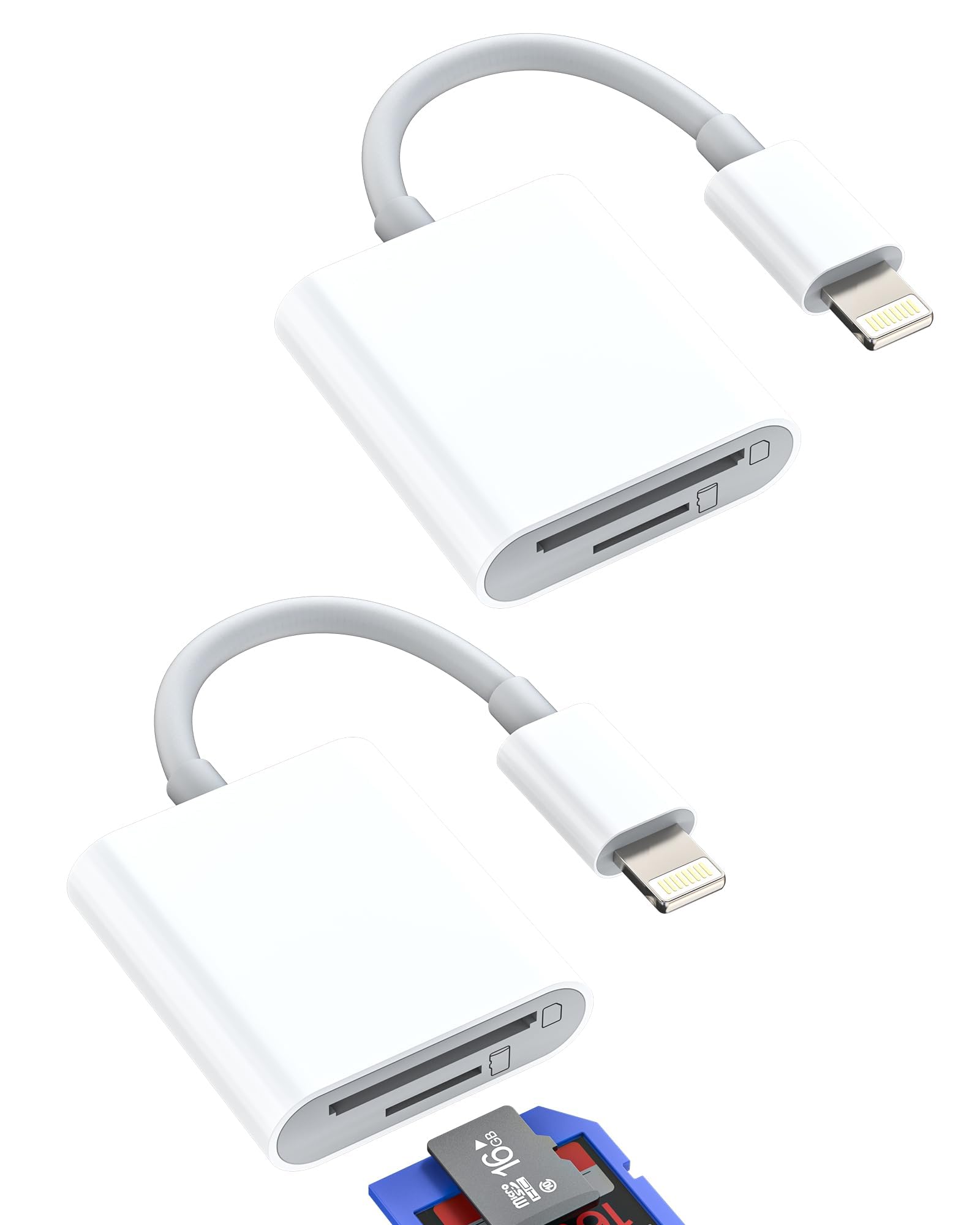 Lettore schede SD per lightning(2 pack)Micro SD memoria adattatore per iPhone 14 pro TF card reader trasferire dati foto macchina fotografica per Apple MFi Certified per iPad chiavetta memoria esterna