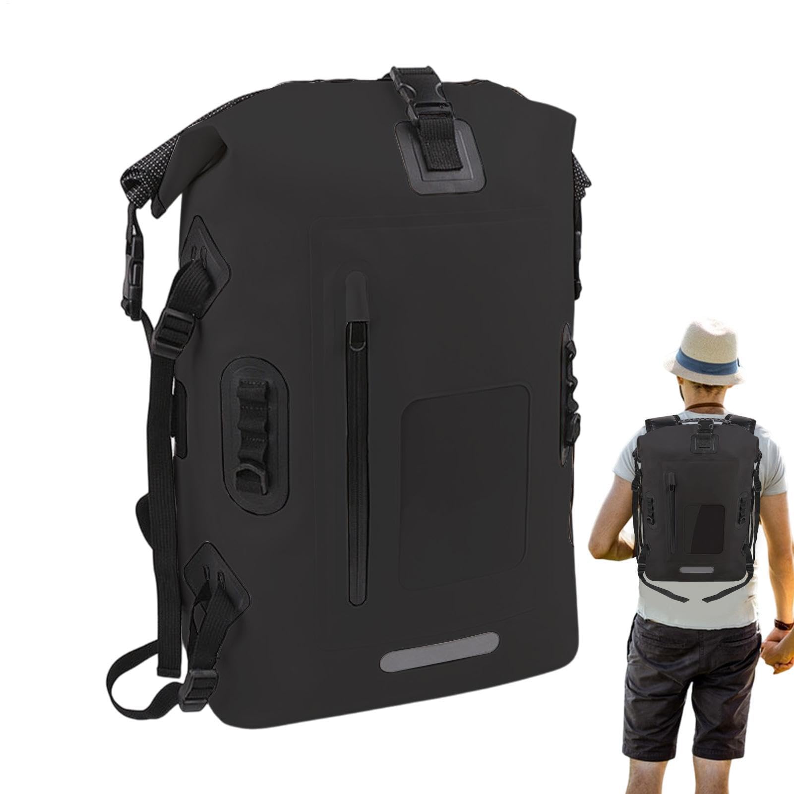 Generico Dry Bag - Borsa Impermeabile Da 30 Litri Con Doppia Tracolla | Sacco Asciutto Da Esterno Leggero 43x15x72 Cm, Impermeabile IP65 - Per Campeggio, Escursionismo, Kayak, Rafting, Viaggi