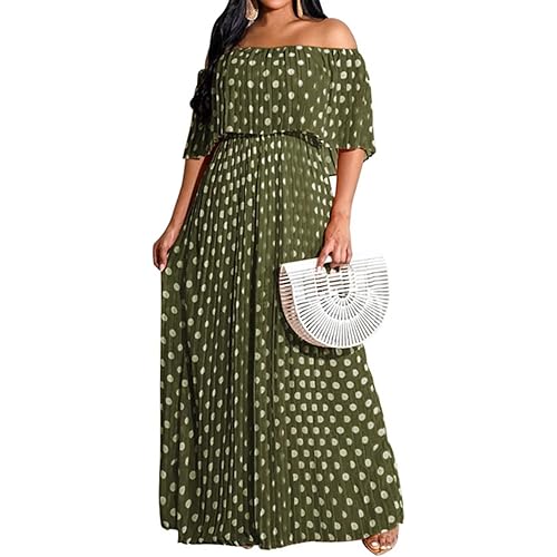 IyMoo Womens Sexy Chiffon Sundress Off Shoulder Ombre Tie Dye Pleated Skirts Long Boho Beach Maxi Dress