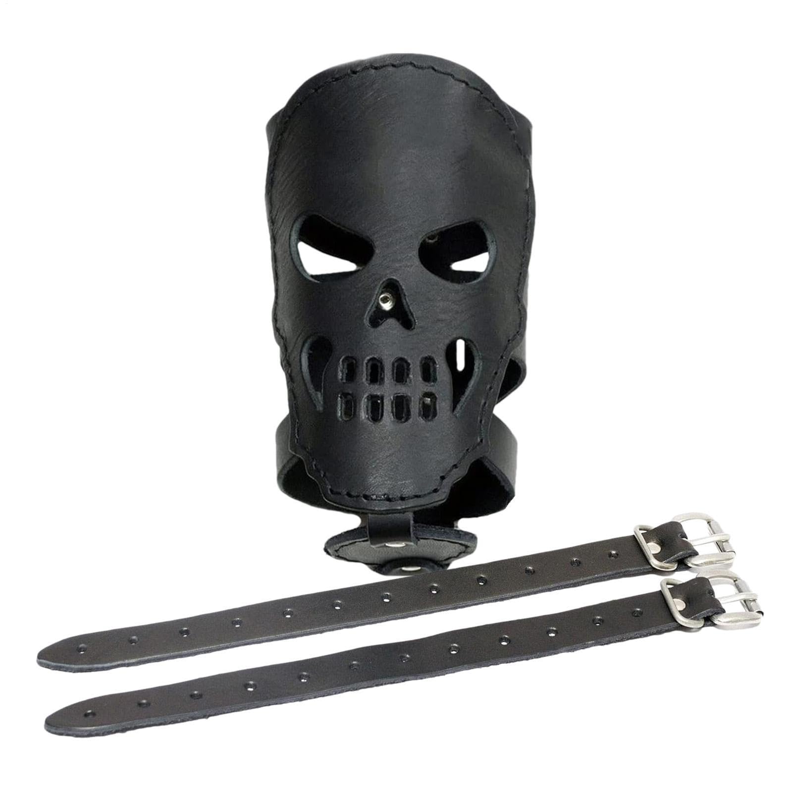 Frfik Motorcycle Cup Holder - PU Leather Scooter Skull Beverage Support,Handlebars Water Bottle Organizer for Bicycle Scooter, Novelty Riding Accessories for Biker