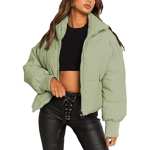 AMEBELLE Women Winter Thermal Baggy Stand Collar Full Zip Puffer Down Coats Jacket
