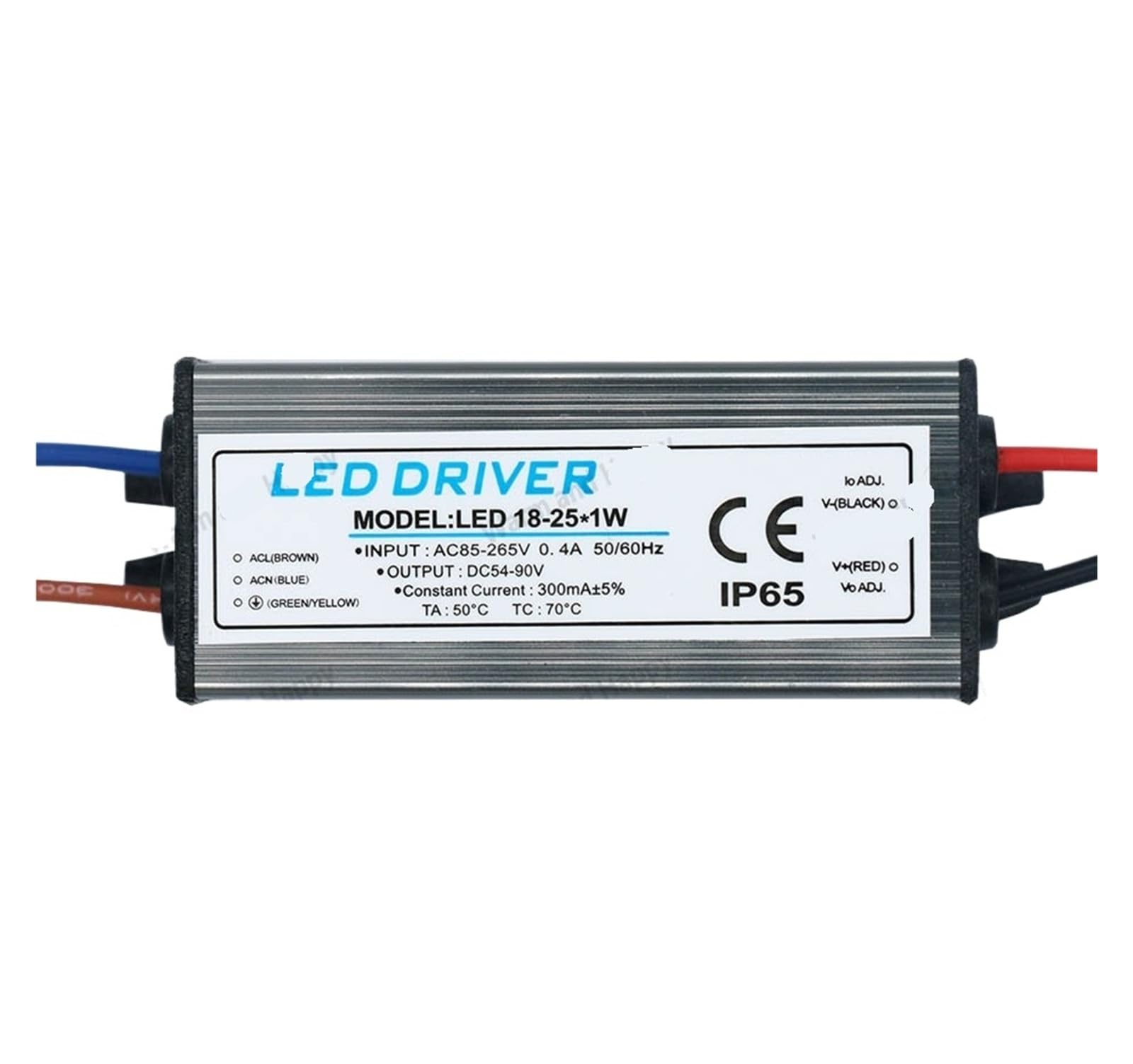 PWANUIGTE LED Driver 1-3W 4-7W 8-12W 12-18W 18-24W 25-36W AC95V-265V Power Supply 300mA Waterproof IP65 Lighting Transformer(18-25W DC54-90V)