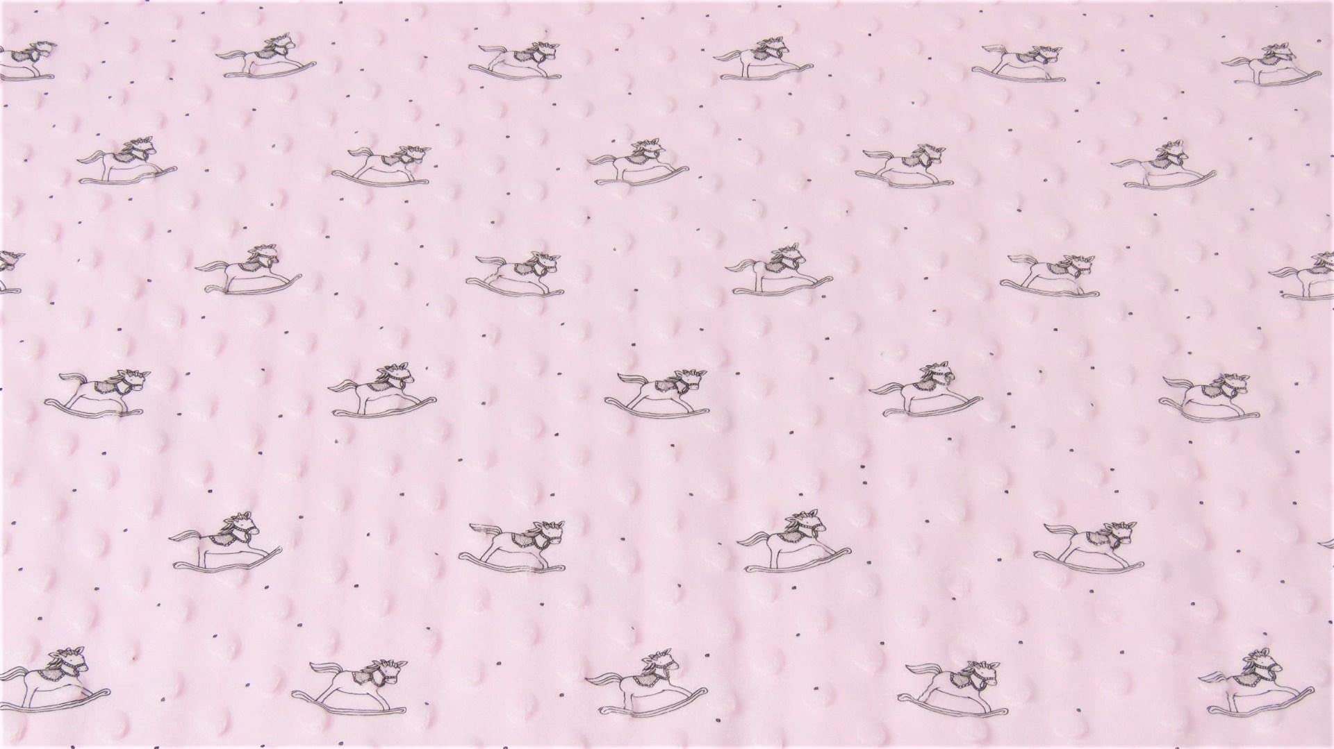 Luxury DIMPLE Baby Cuddle Soft Fabric Material - Pink Horse, 1Mtr 150cmx100cm