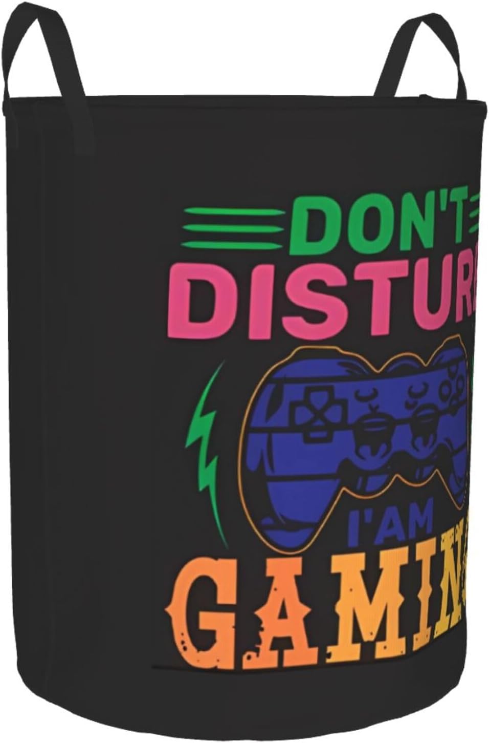 Do Not Disturb I'm Gaming Laundry Hamper with Durable Handle Waterproof Collapsible Laundry Basket Circular Storage Basket Dirty Clothes Bag for Family Bathroom Bedroom Dorm