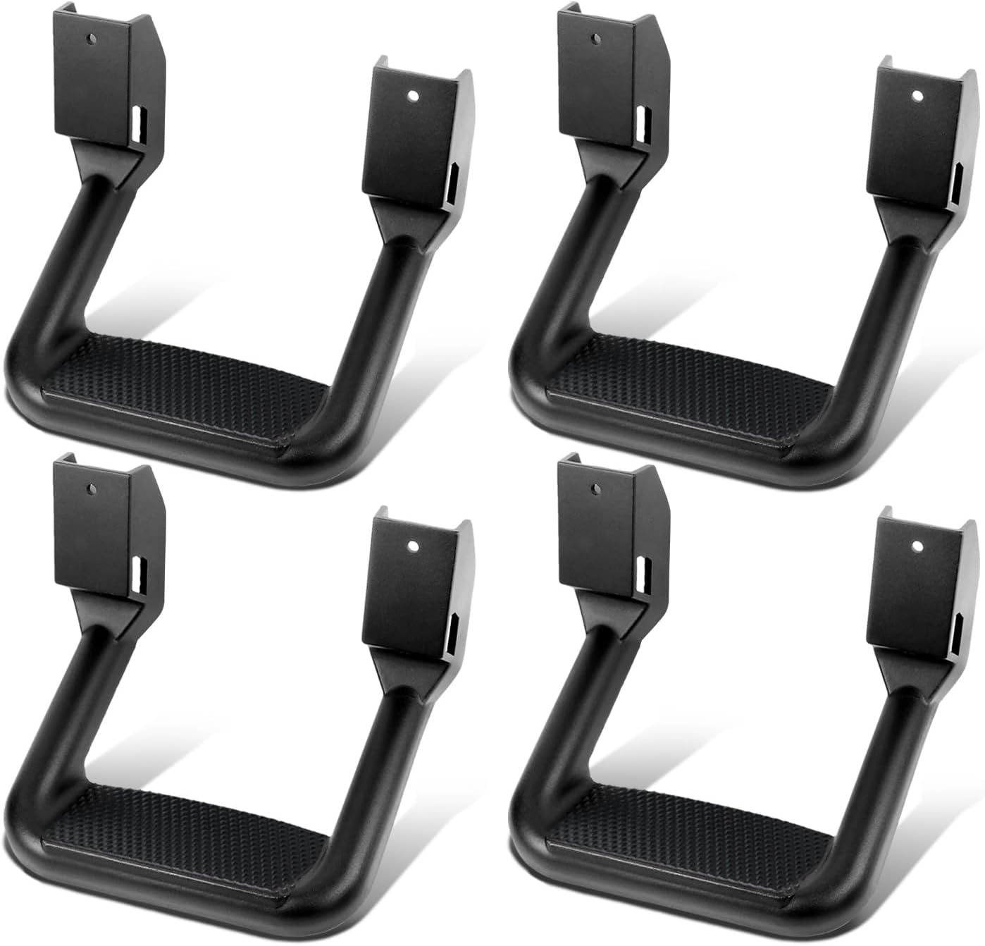 DNA MOTORING 2 Pair Aluminum Side Hoop Steps Universal Side Step Compatible with Chevy GMC Dodge Pickup Trucks SUVs, 11" L x 6" H x 12" W, 4 Pcs, Black, SSTEP-BK-X2 black-4pcs