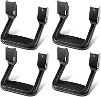 DNA Motoring Universal Aluminum Side Hoop Steps for Trucks SUVs Pickups - 4pcs Non-Slip Stirrups, Black SSTEP-BK-X2