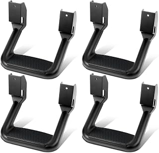 DNA Motoring Universal Aluminum Side Hoop Steps for Trucks SUVs Pickups - 4pcs Non-Slip Stirrups, Black SSTEP-BK-X2