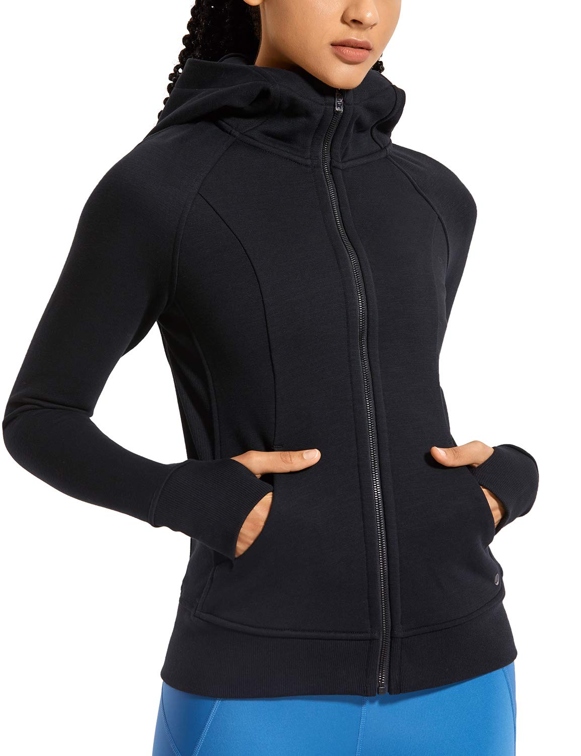 Women's Cotton Hoodies Sport Workout Full Zip Hooded Jackets Sweatshirt