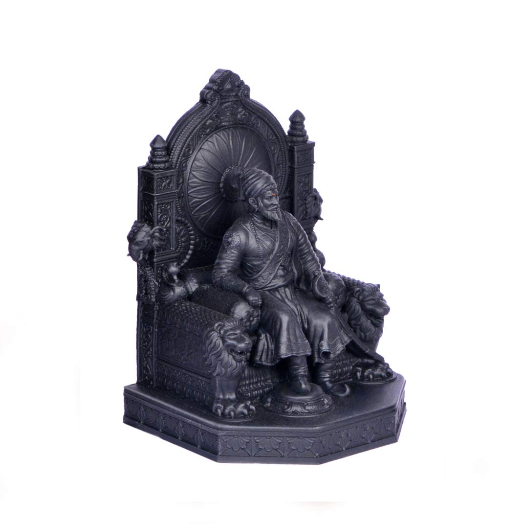 Rachana Creation Chhatrapati Shivaji Maharaj Small Statue for car Dashboard and Desktop (Black mat)