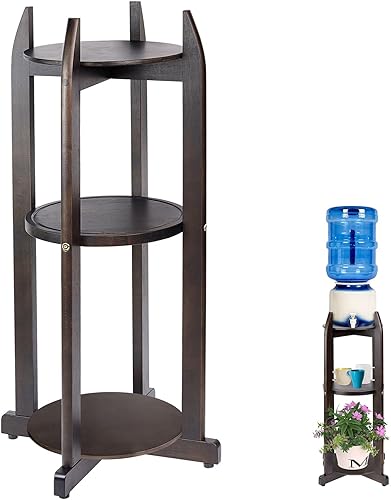 Soporte dispensador de agua de madera maciza natural (32.8 pulgadas de alto-11.2 pulgadas de ancho) Soporte de suelo de cerámica para dispensador de