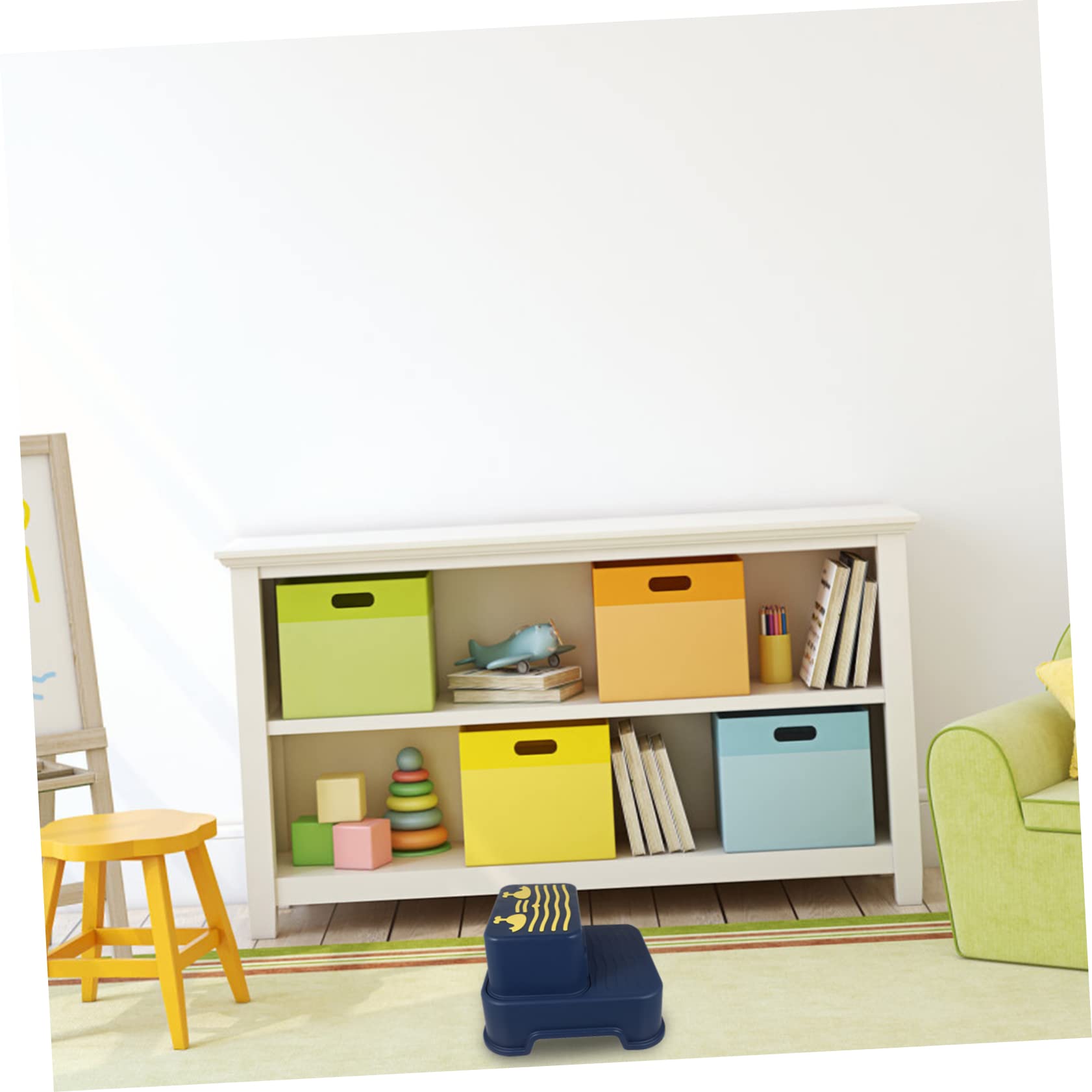 Sgabello Rialzato a 2 Livelli in Pp Tpe per Bambini Blu | Lavabo e Piano D’appoggio, Bordi Lisci e Superficie Antiscivolo, Uso Bagno e Toilette
