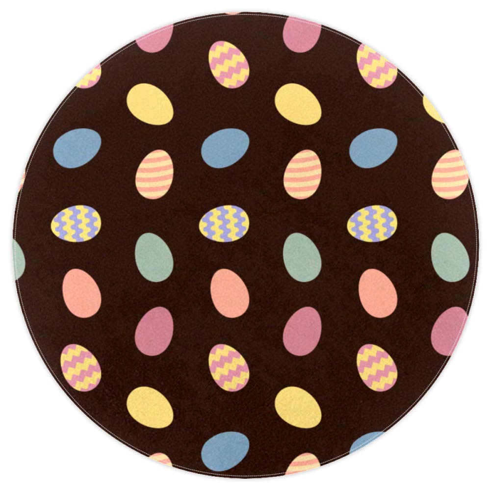 Tapis rond œuf coloré en tissu polyester doux et lavable de 120 cm
