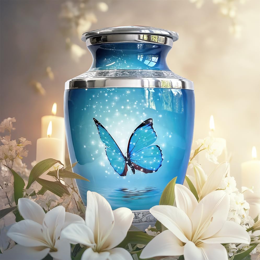 Blue Butterfly Urn for Ashes for Women/Men, Cremation Urns for Human Ashes Adult Female/Male, 200 Cubic Inch Capacity - Image 5