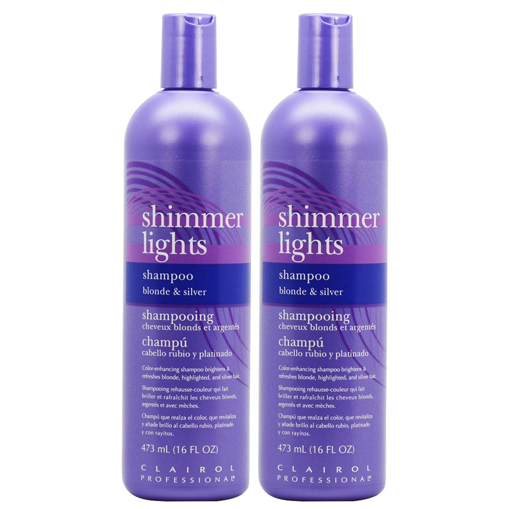 Clairol Professional Shimmer Lights Shampoo Blonde & Silver 16 oz (Pack of 2)