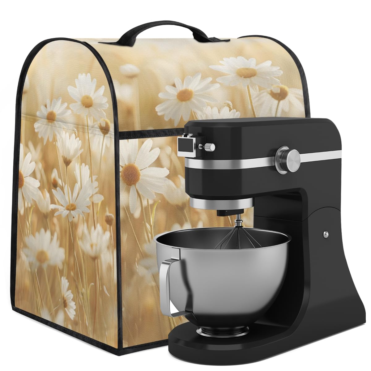 Coffee Maker Cover Daisy Floral Print Kitchen Appliance Covers Small Appliance Covers Blender Cover Juicer Cover Dust Covers for Kitchen Appliances with Top Handle and Pockets,Washable,B783