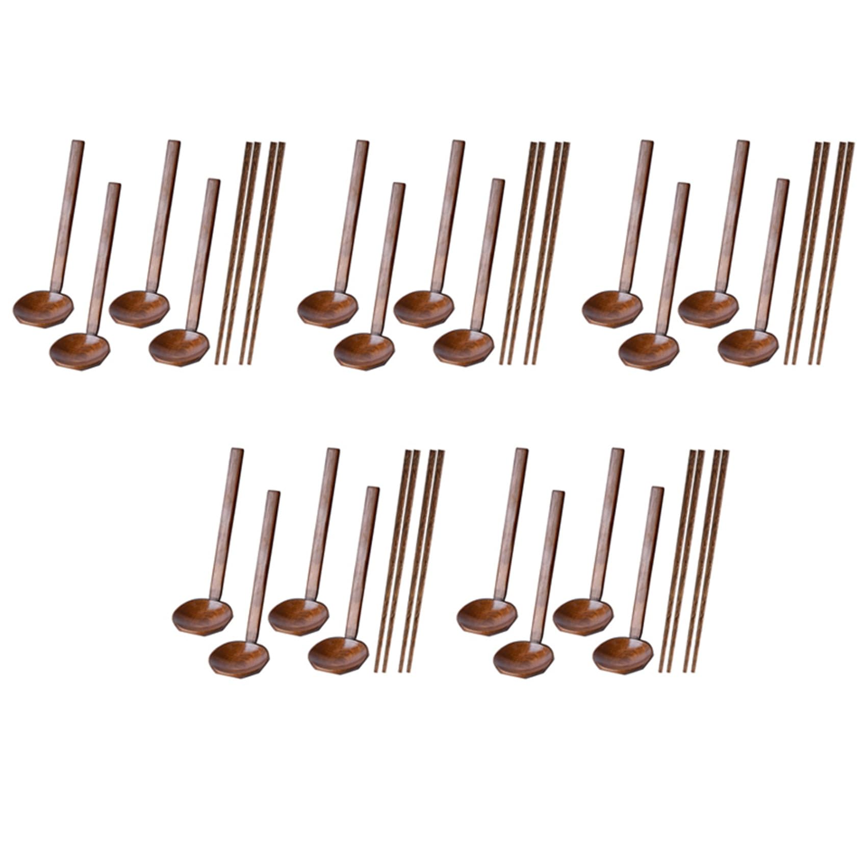 Vjsujehgy 20Pieces Japanese Long Handle Large Spoon Ramen Spoon Wooden Hot Pot Spoon Tortoise Shell Spoon Wood Rice Soup Dessert